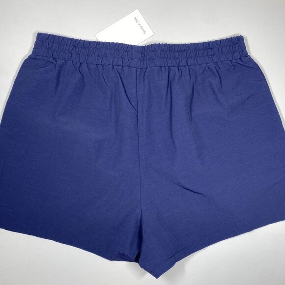 Sporty & Rich Women’s French Riviera Track Stripe Logo Shorts – Navy/White – XS - Picture 3 of 6